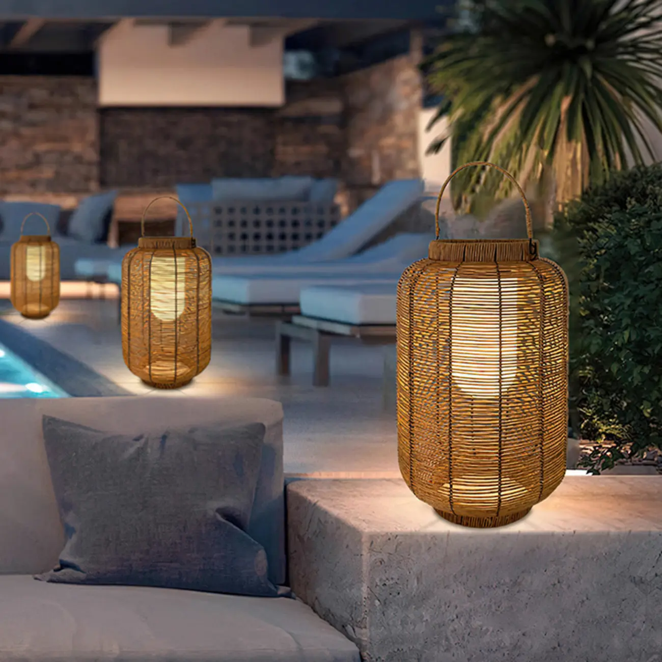 Rustic Rattan Natural Oval Solar Post Cap Light Image - 2 | homeyfad