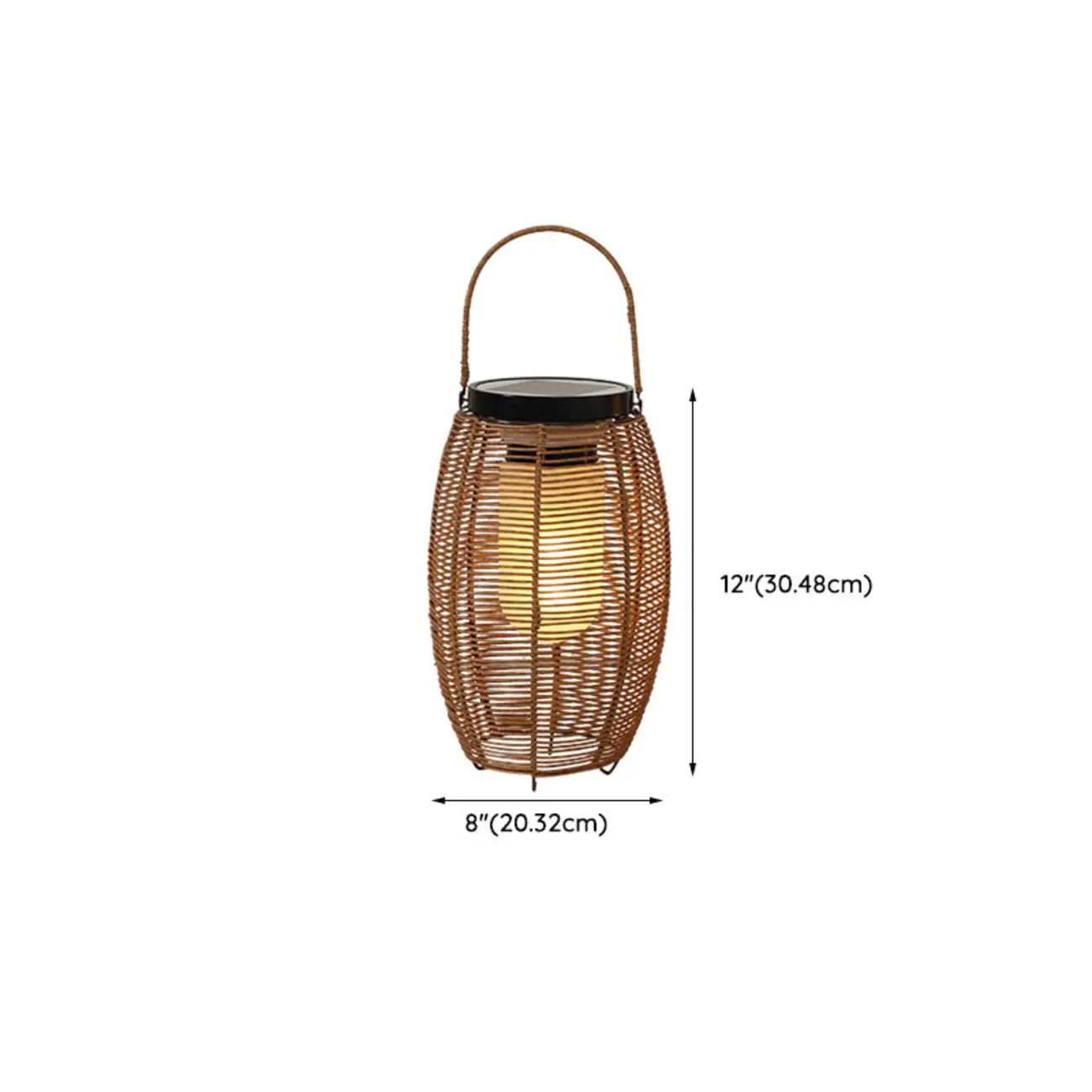 Solar Brown Woven Lantern Post Cap Light #size | homeyfad