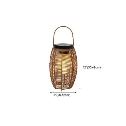 Rustic Rattan Natural Oval Solar Post Cap Light #size