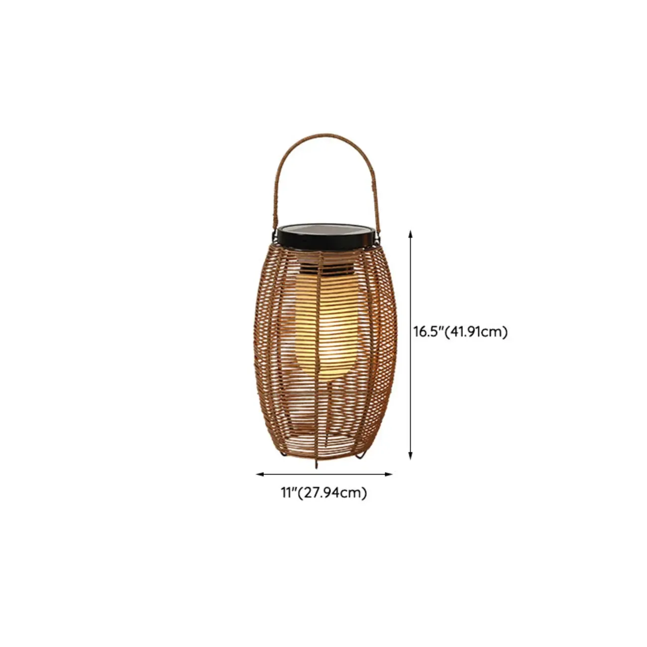 Rustic Rattan Natural Oval Solar Post Cap Light Image - 9