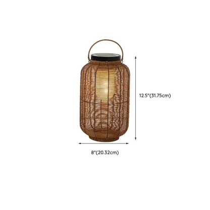 Rustic Rattan Natural Oval Solar Post Cap Light Image - 10