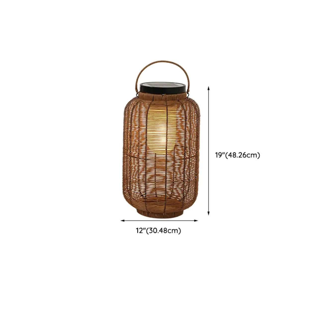 Rustic Rattan Natural Oval Solar Post Cap Light Image - 12