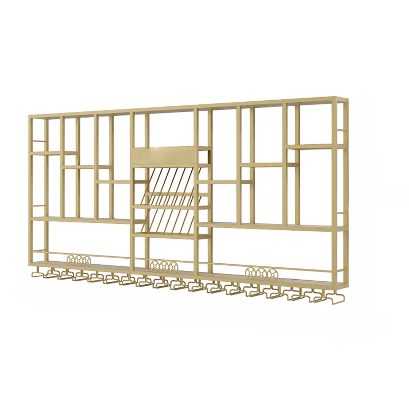 Rectangle Metal Black Wall Mounted Wine Display Rack Image - 4 | homeyfad