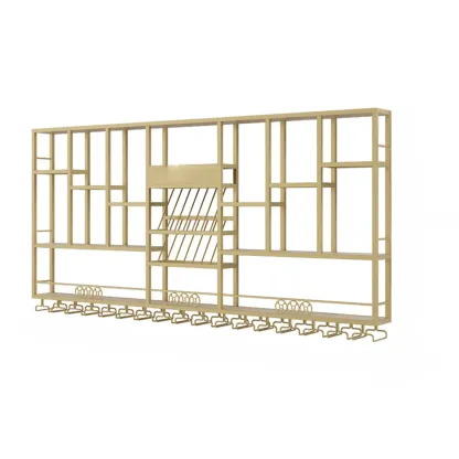 Rectangle Metal Black Wall Mounted Wine Display Rack Image - 4