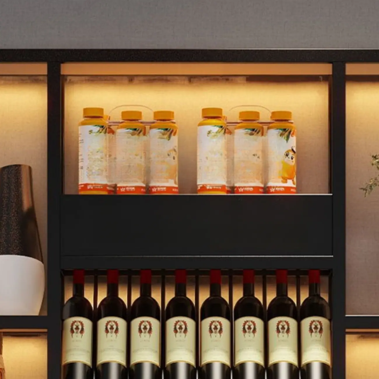 Rectangle Metal Black Wall Mounted Wine Display Rack Image - 15 | homeyfad