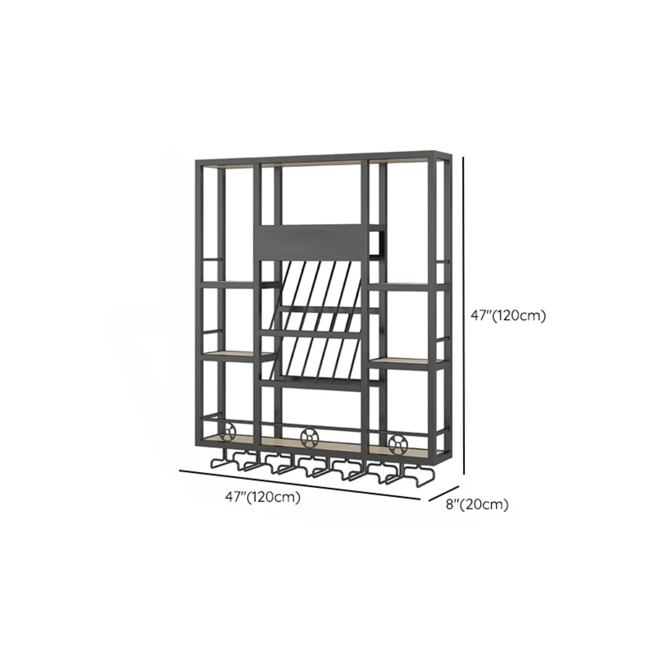 Rectangle Metal Black Wall Mounted Wine Display Rack #size | homeyfad