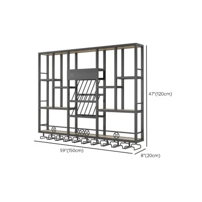 Rectangle Metal Black Wall Mounted Wine Display Rack Image - 9