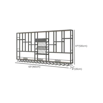 Rectangle Metal Black Wall Mounted Wine Display Rack Image - 10