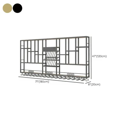Rectangle Metal Black Wall Mounted Wine Display Rack Image - 11