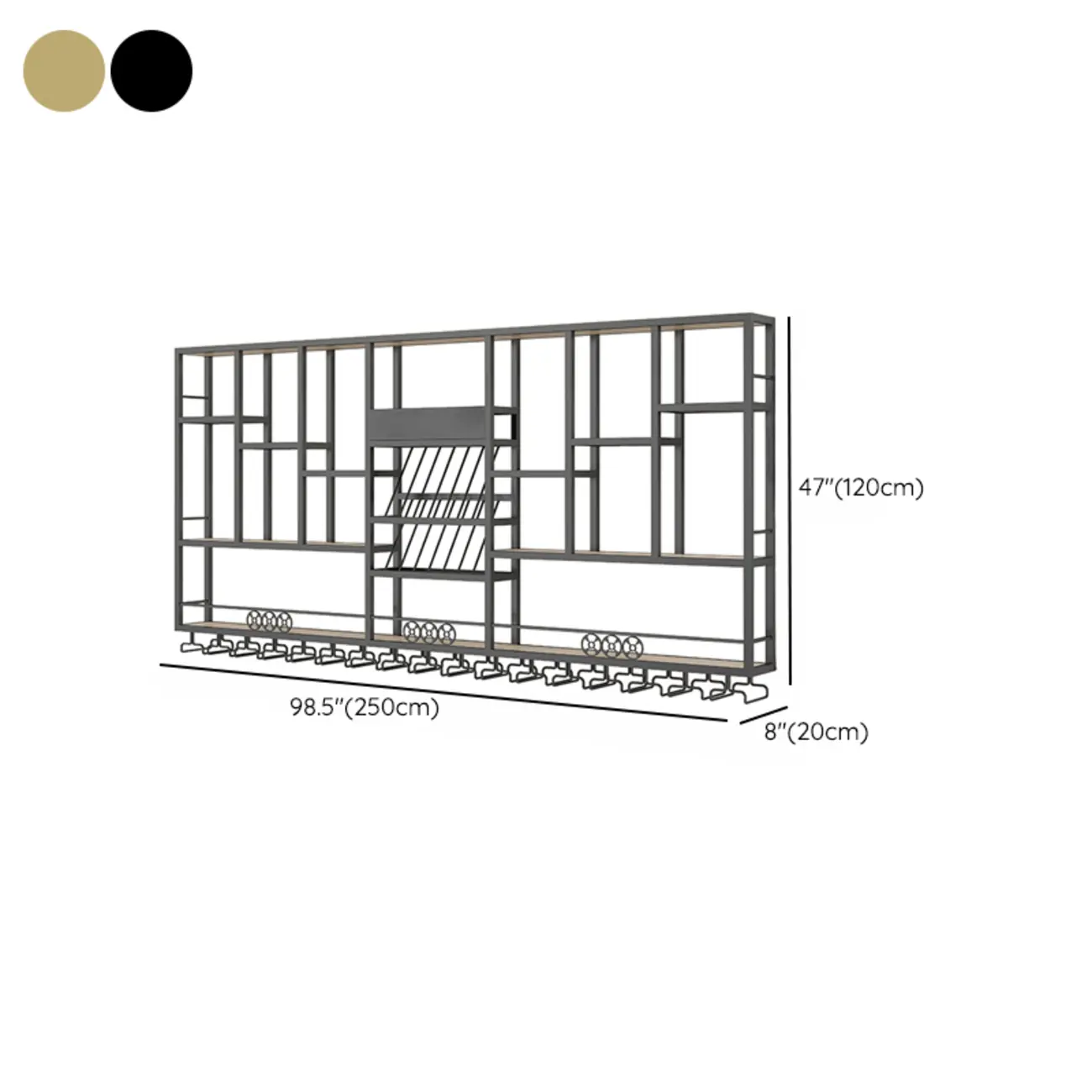 Rectangle Metal Black Wall Mounted Wine Display Rack Image - 13 | homeyfad