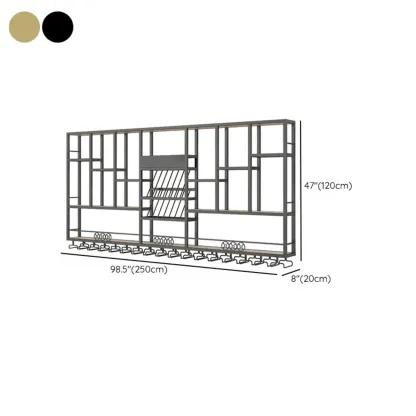 Rectangle Metal Black Wall Mounted Wine Display Rack Image - 13