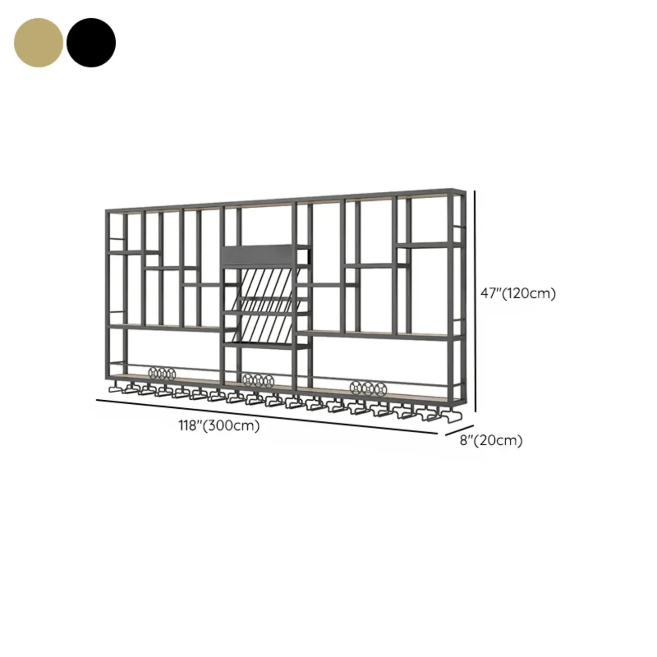 Rectangle Metal Black Wall Mounted Wine Display Rack Image - 14