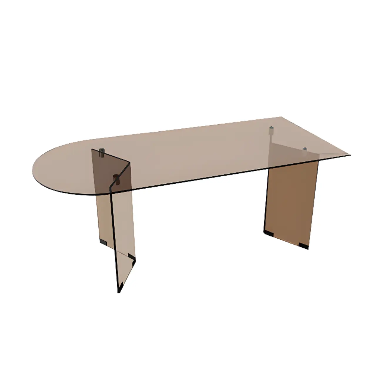 Free Form Brown Glass Dining Table Image - 2 | homeyfad