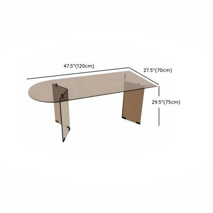 Free Form Brown Glass Dining Table #size