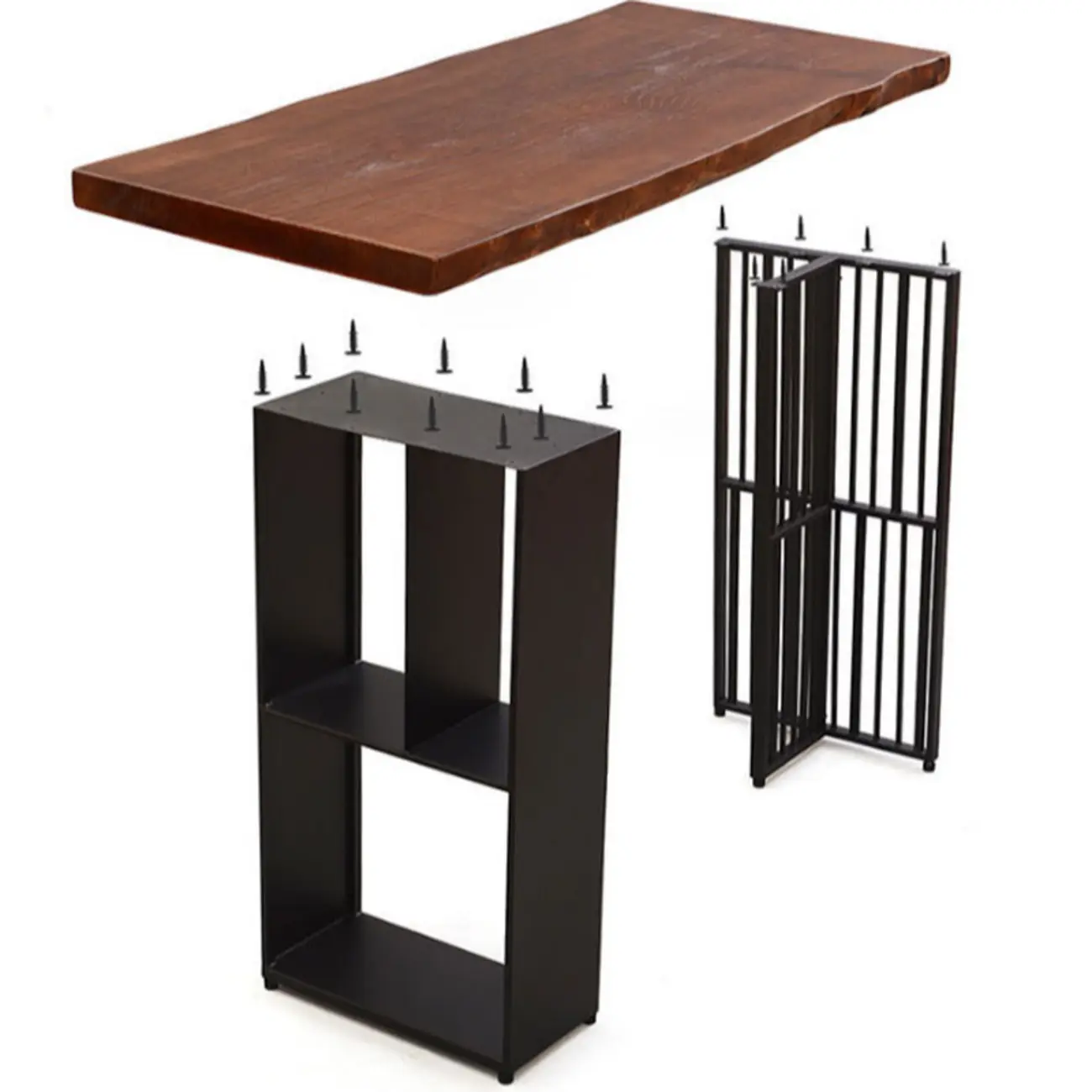 Brown Wooden Bar Height Table with Shelf Storage for Dining Image - 7 | homeyfad