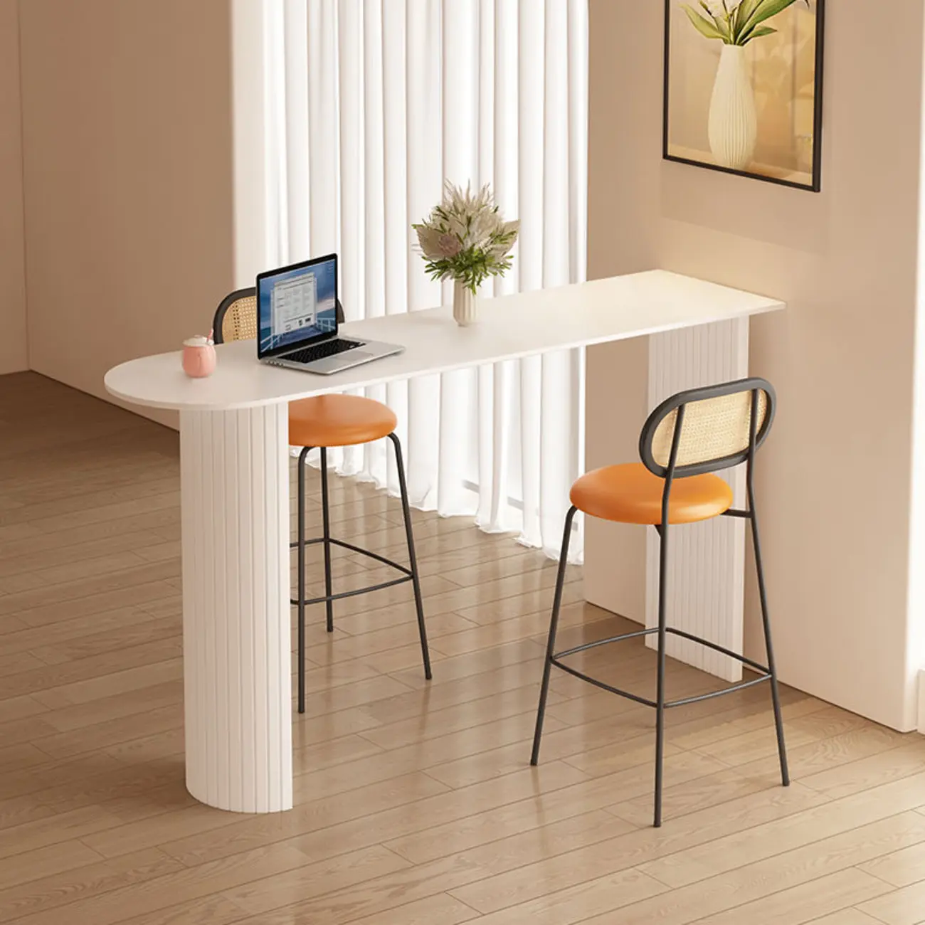 Modern Bar Height Table Stone Top Free Form Double Pedestal Image - 1 | homeyfad