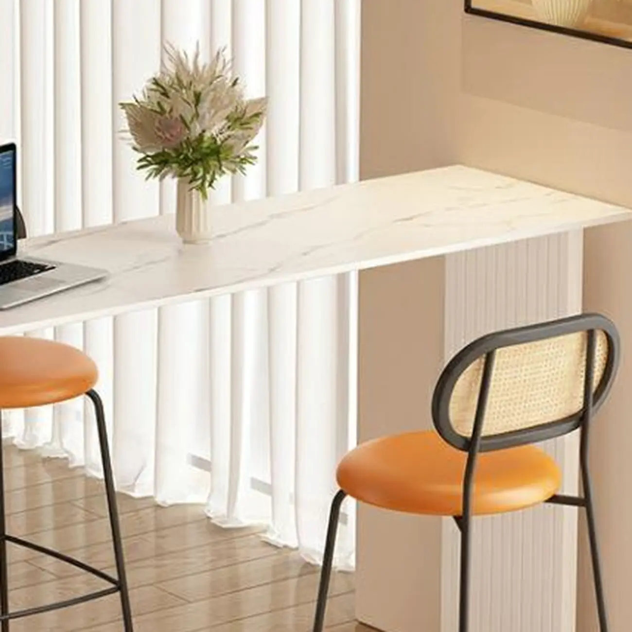 Modern Bar Height Table Stone Top Free Form Double Pedestal Image - 8 | homeyfad