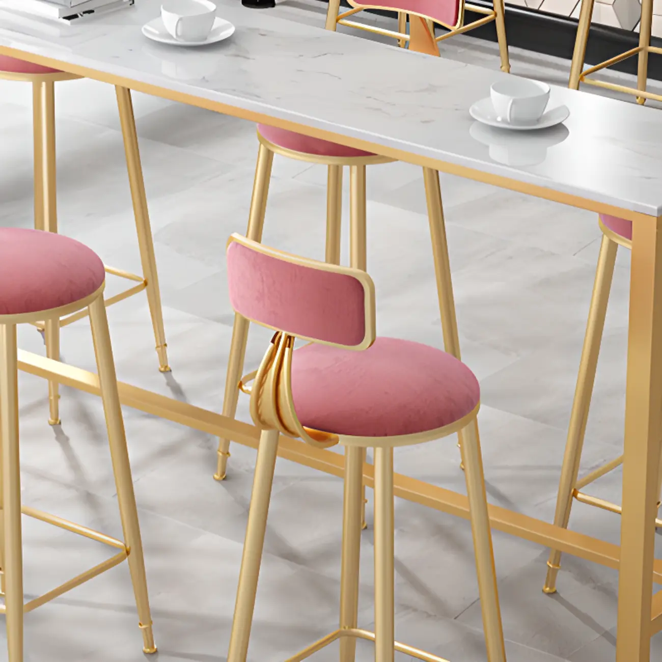 Glamorous Faux Marble Pub Table with Gold Footest for Dining Image - 4 | homeyfad