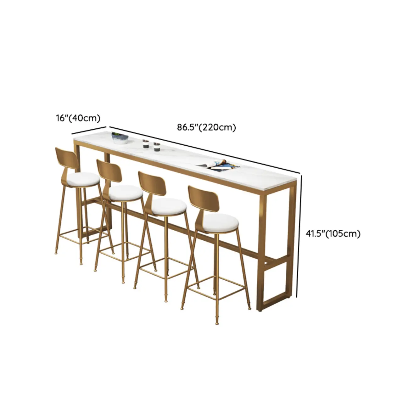 Glamorous Faux Marble Pub Table with Gold Footest for Dining Image - 9 | homeyfad