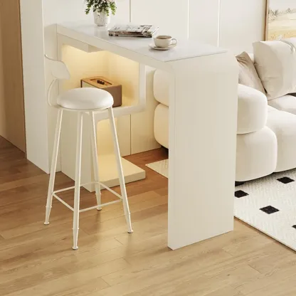 Modern Off-White Wood Integrated Design Bar Tables Image - 1