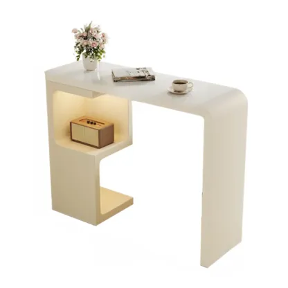 Modern Off-White Wood Integrated Design Bar Tables Image - 2