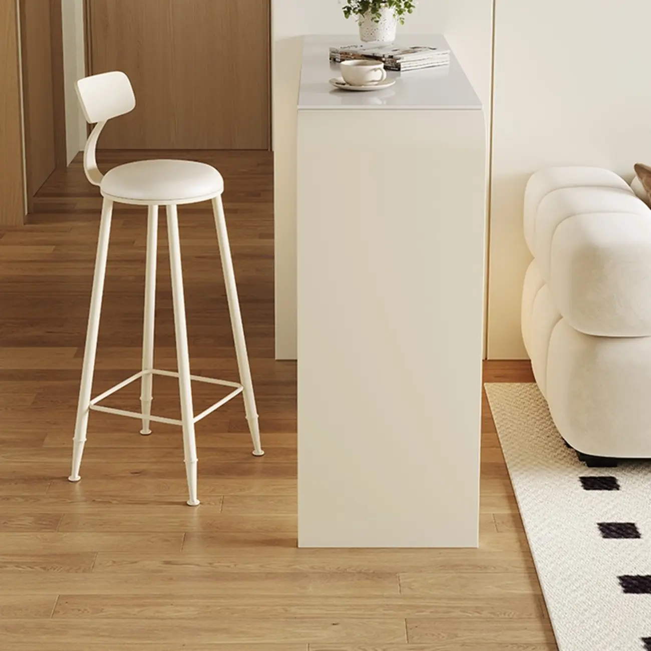 Modern Off-White Wood Integrated Design Bar Tables Image - 4 | homeyfad