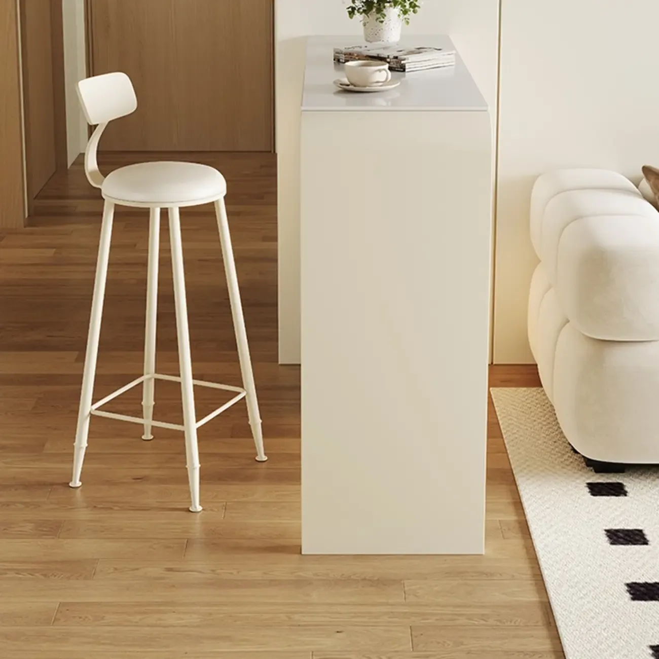 Modern Off-White Wood Integrated Design Bar Tables Image - 4