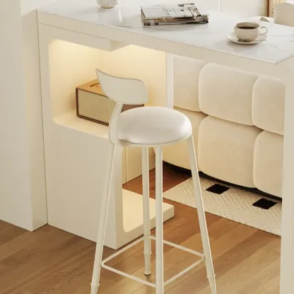 Modern Off-White Wood Integrated Design Bar Tables Image - 7