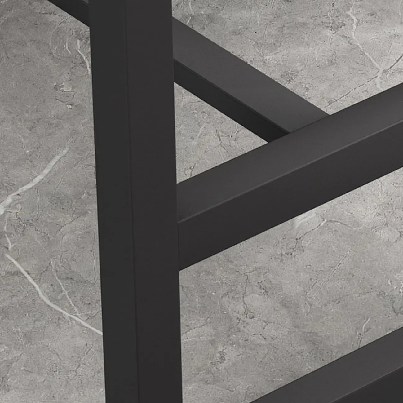 Black Modern Stone Top Trestle Base Bar Table with Footest Image - 6 | homeyfad