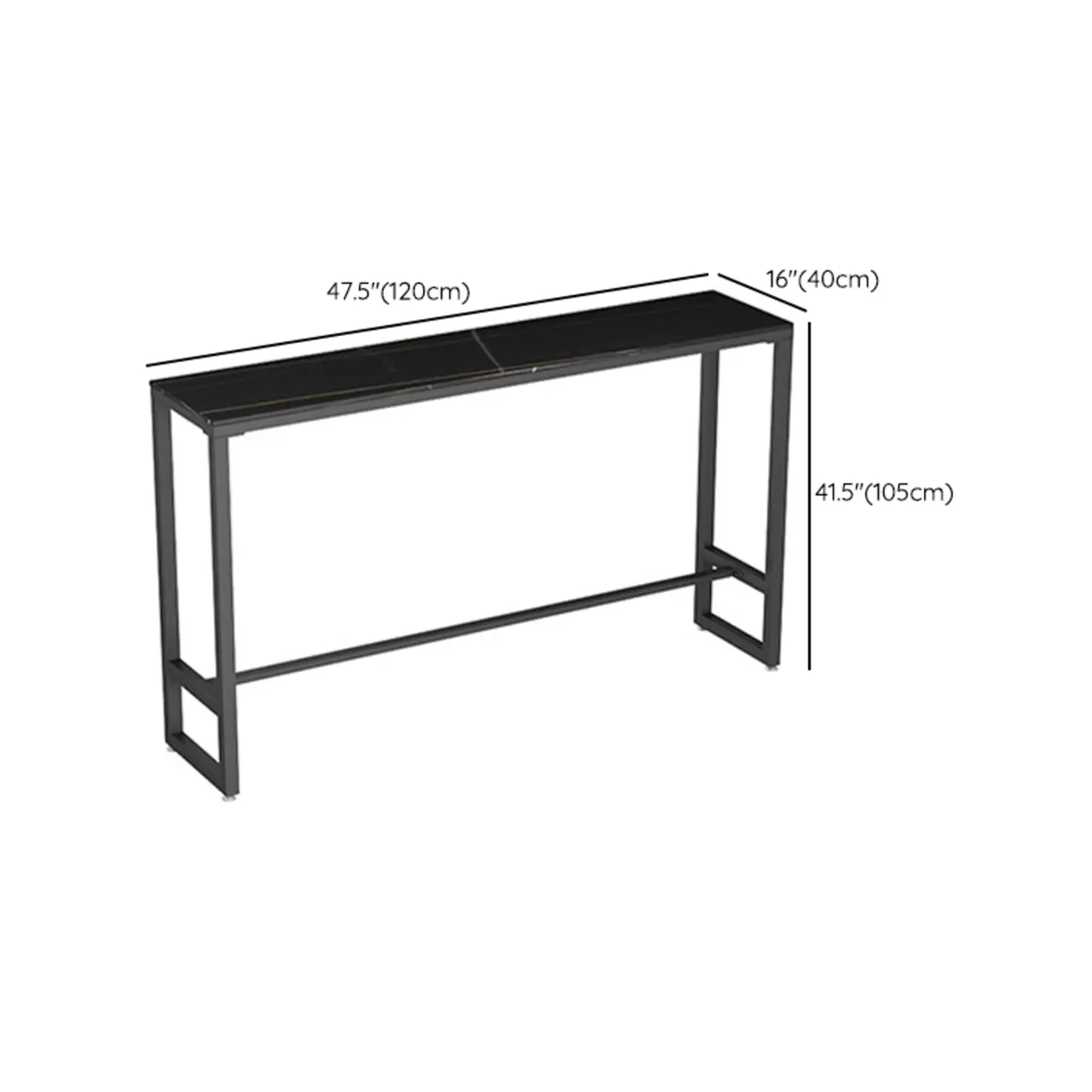 Black Modern Stone Top Trestle Base Bar Table with Footest Image - 8 | homeyfad