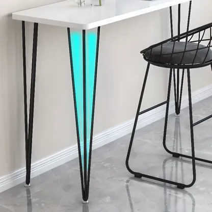 Sleek Modern White Bar Height Table Wood Top Metal Base Image - 9