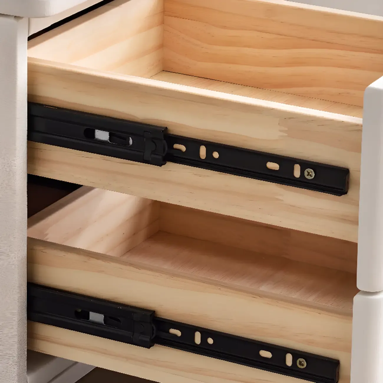 Compact Stone-Top Wooden 4-Tier White Nightstand Image - 6