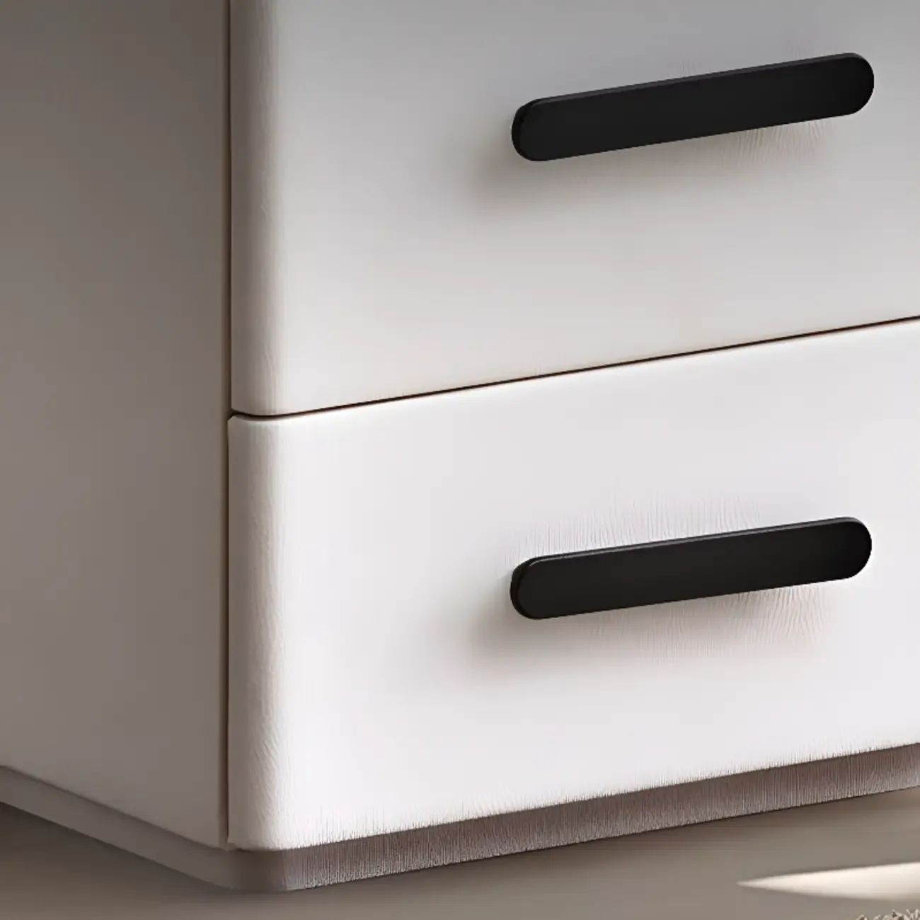 Compact Stone-Top Wooden 4-Tier White Nightstand Image - 13