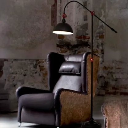 Rustic Industrial Adjustable Metal Floor Lamp with Dome Shade Image - 8