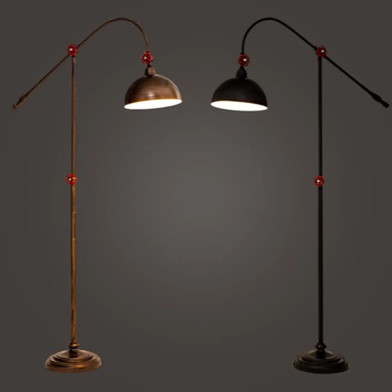 Rustic Industrial Adjustable Metal Floor Lamp with Dome Shade Image - 3 | homeyfad