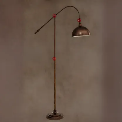 Rustic Industrial Adjustable Metal Floor Lamp with Dome Shade Image - 2