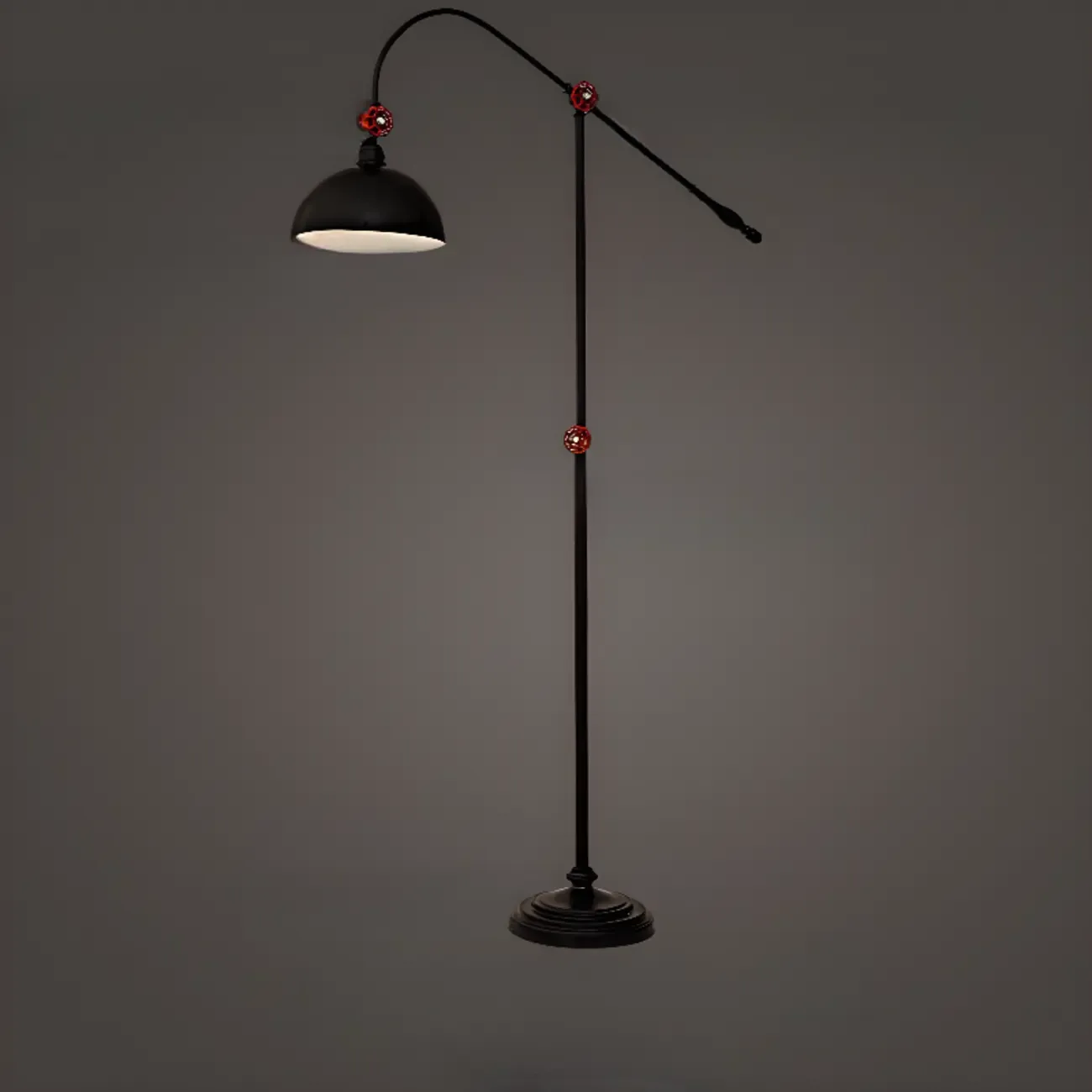 Rustic Industrial Adjustable Metal Floor Lamp with Dome Shade Image - 9