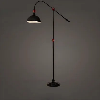 Rustic Industrial Adjustable Metal Floor Lamp with Dome Shade Image - 9
