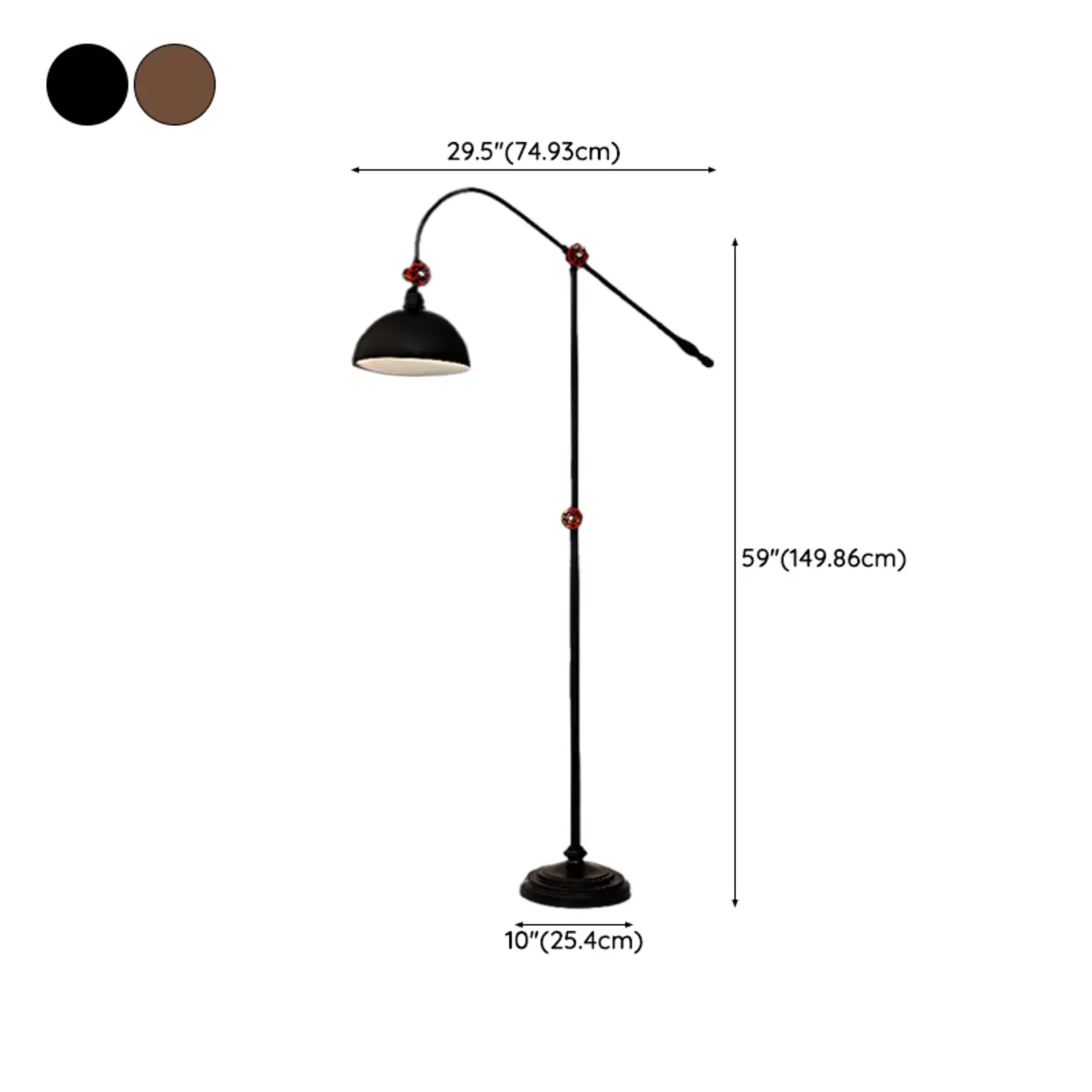Rustic Industrial Adjustable Metal Floor Lamp with Dome Shade #size | homeyfad