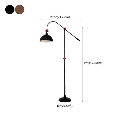Rustic Industrial Adjustable Metal Floor Lamp with Dome Shade #size