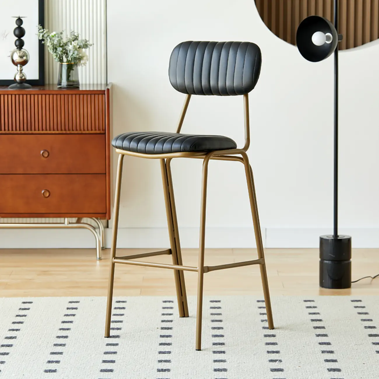 Glam Leather Gold Bar Stools with Backs Image - 5 | homeyfad