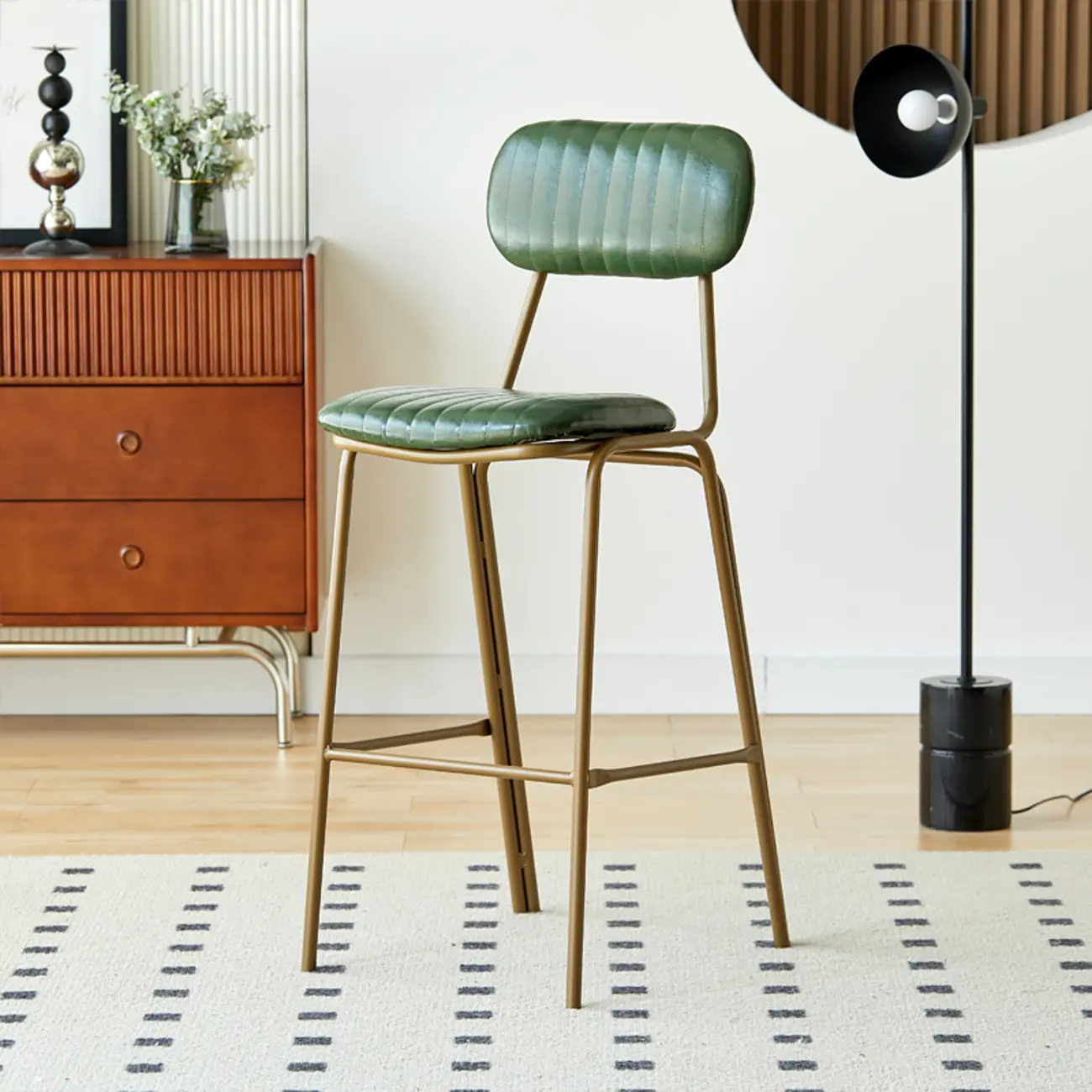 Glam Leather Gold Bar Stools with Backs Image - 7 | homeyfad