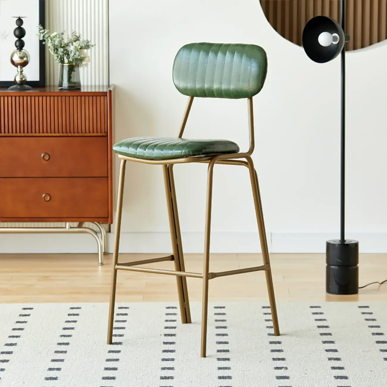 Glam Leather Gold Bar Stools with Backs Image - 7