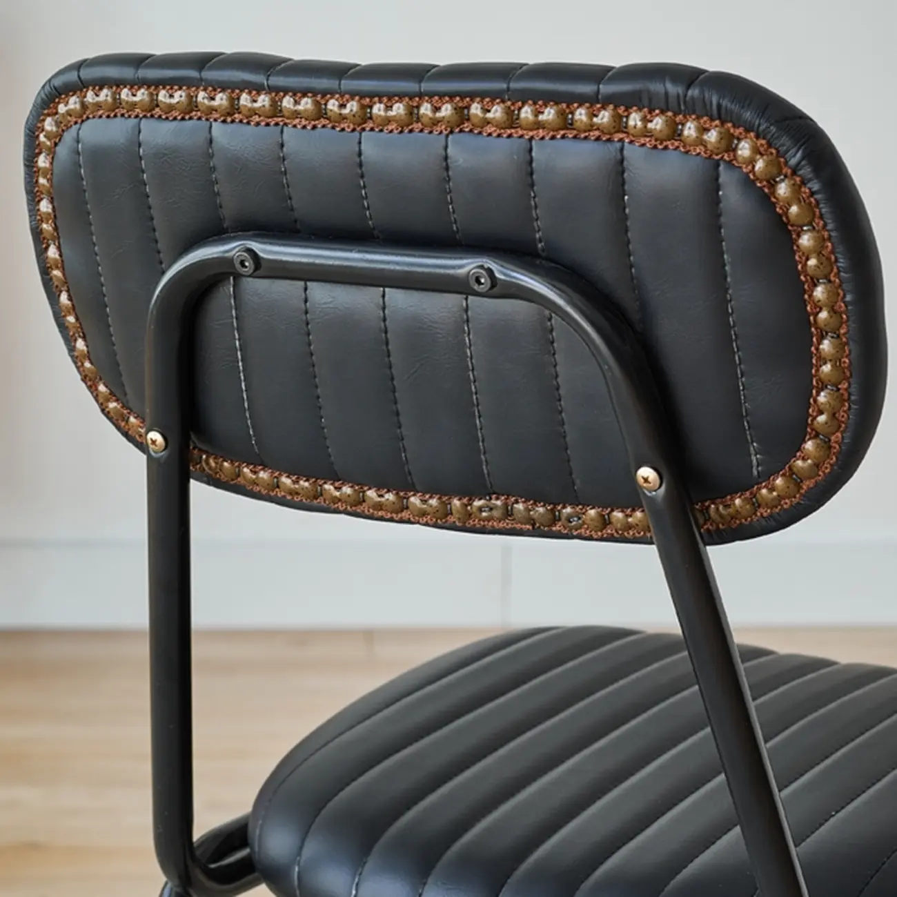 Glam Leather Gold Bar Stools with Backs Image - 8 | homeyfad