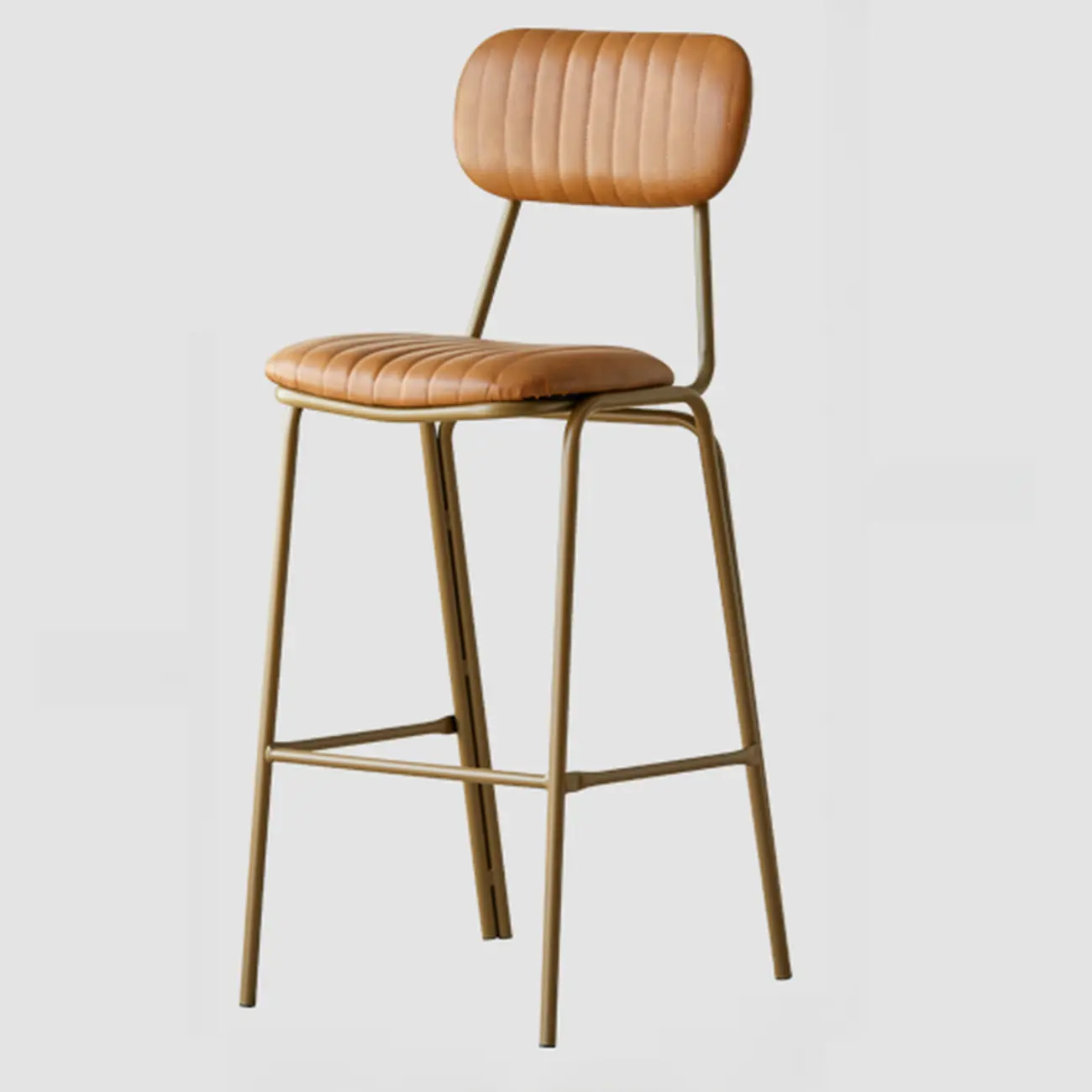 Glam Leather Gold Bar Stools with Backs Image - 13 | homeyfad