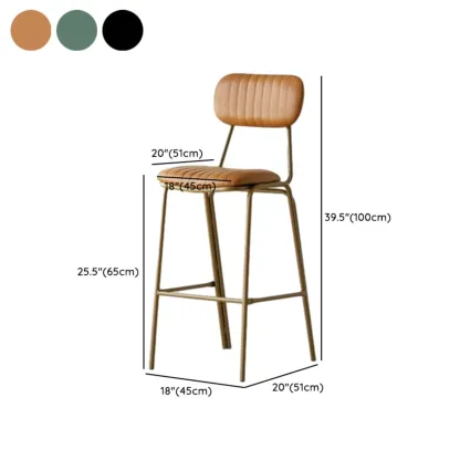 Glam Leather Gold Bar Stools with Backs #size