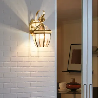 Modern Metal Glass Lantern LED Outdoor Wall Light Image - 4