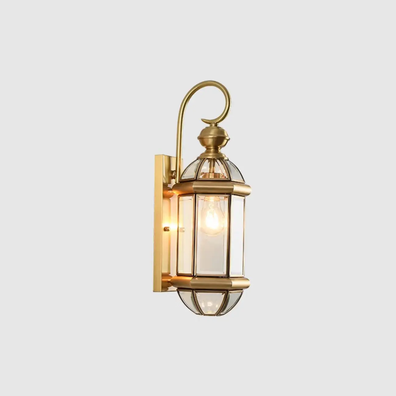 Modern Metal Glass Lantern LED Outdoor Wall Light Image - 5 | homeyfad