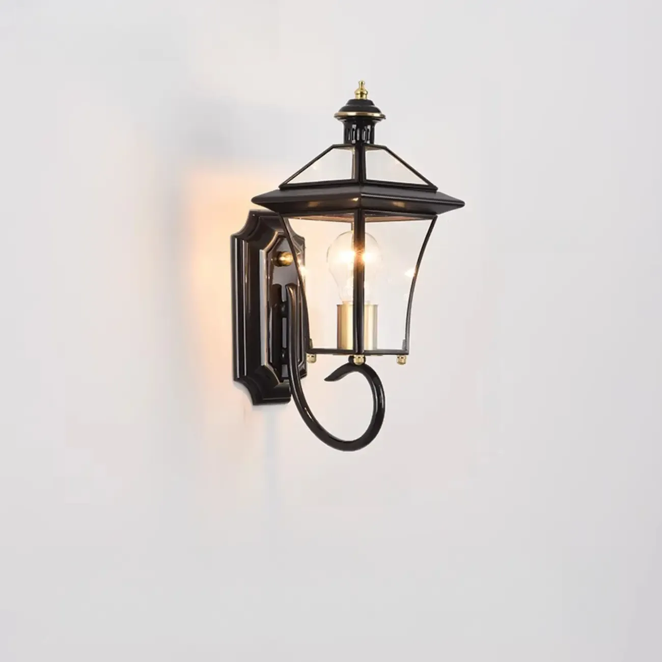 Modern Metal Glass Lantern LED Outdoor Wall Light Image - 6