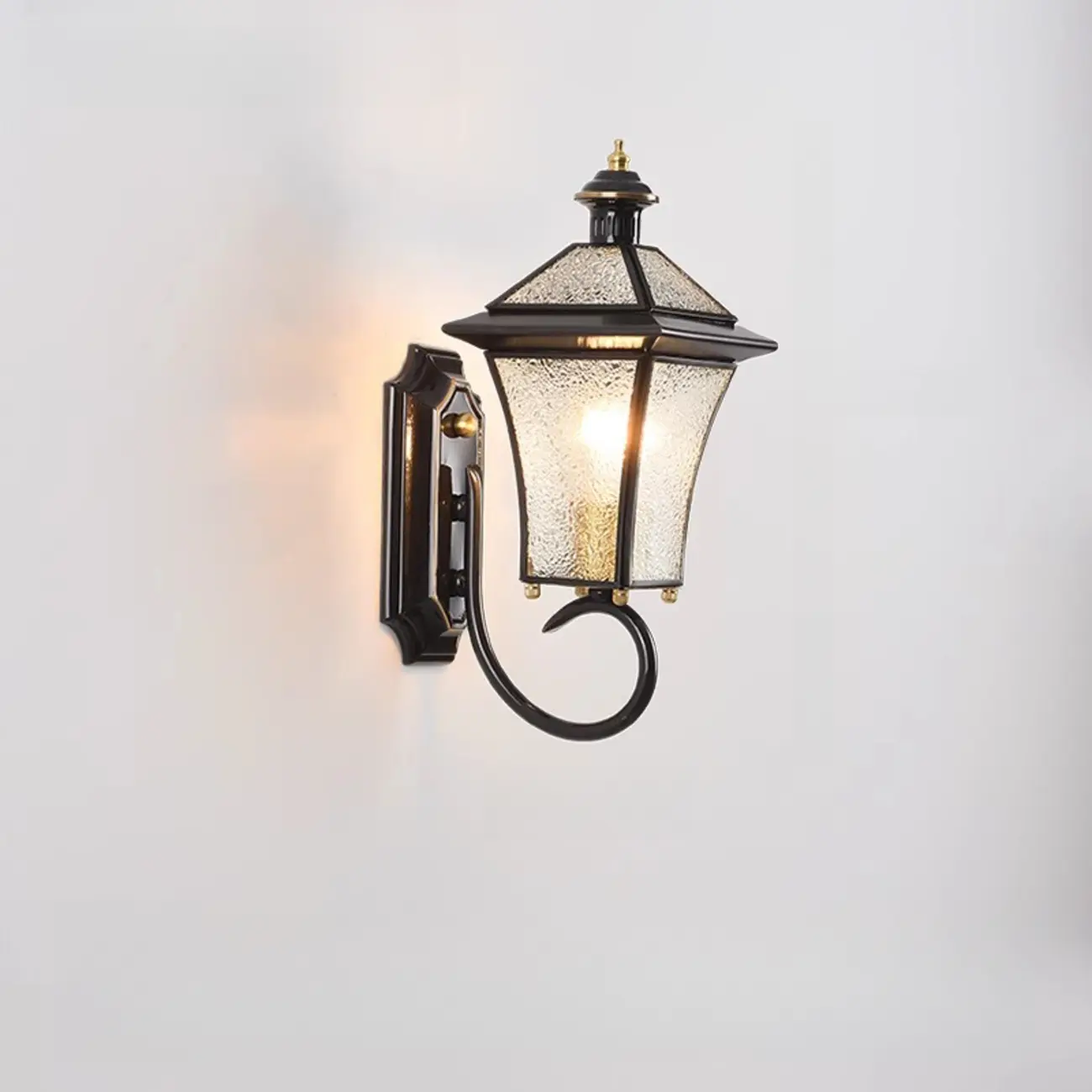 Modern Metal Glass Lantern LED Outdoor Wall Light Image - 7 | homeyfad